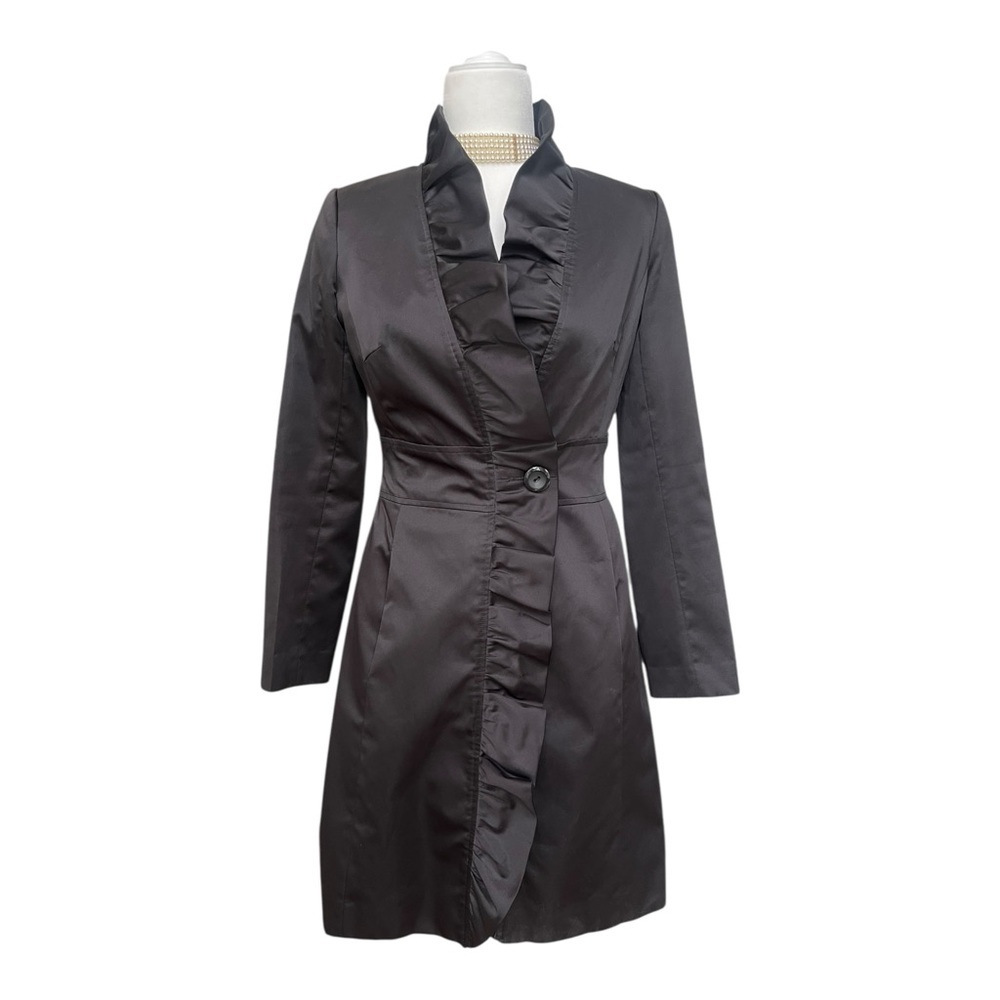 White House Black Market Black Trench Coat Size 00